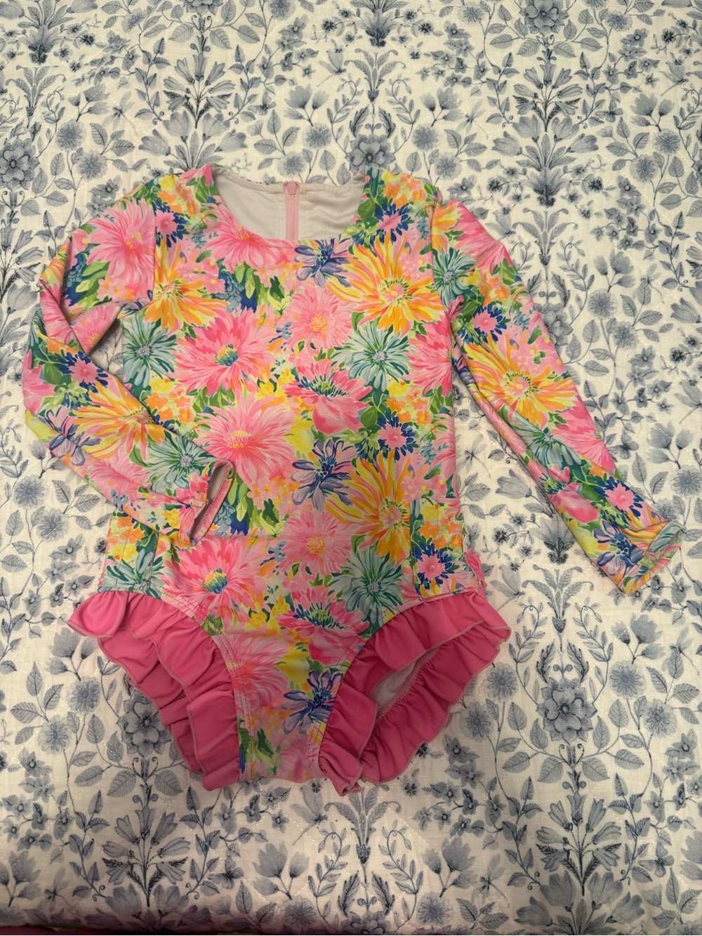 Gigi & Max Girls Long Sleeve Neon Floral Swim Size 2/3T